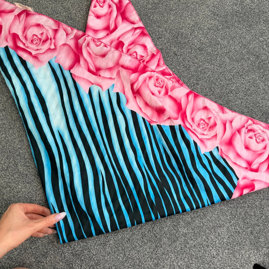 Y2K tiger rose square scarf