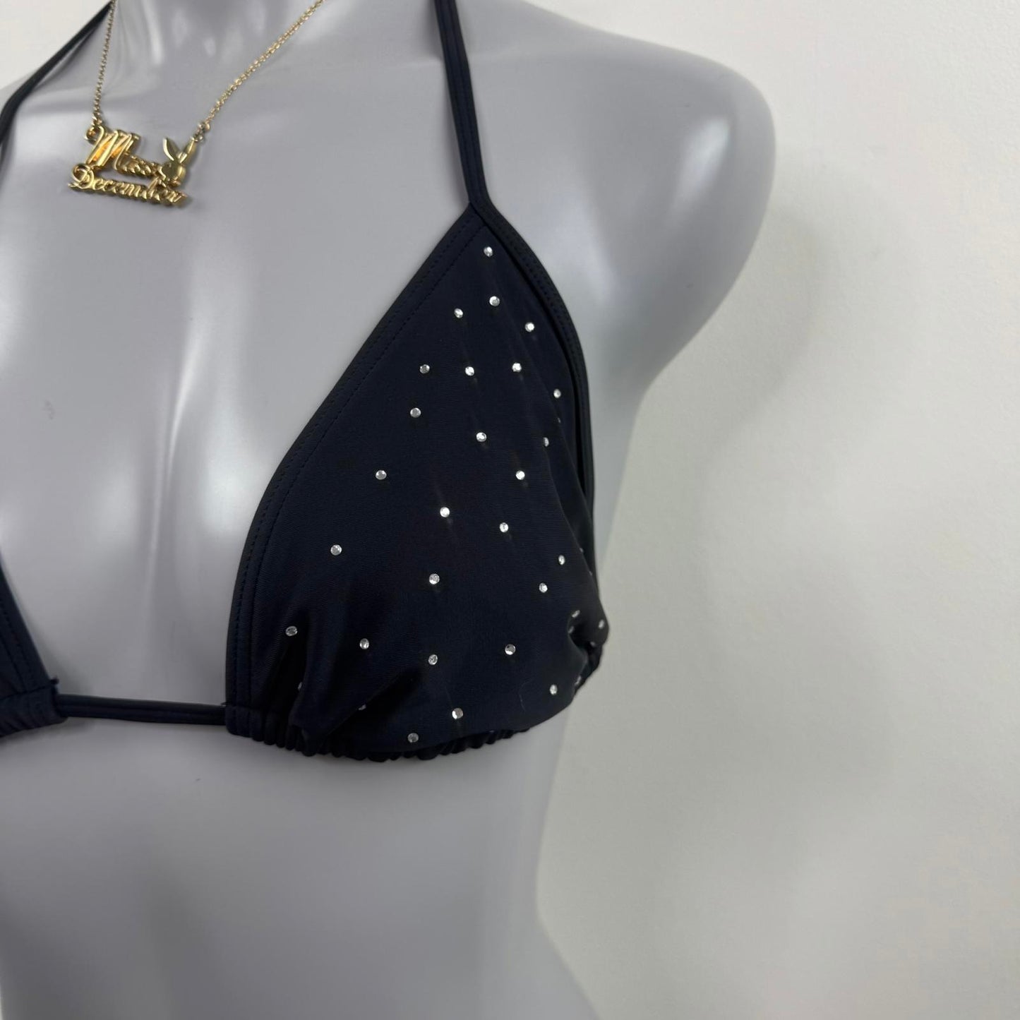Y2K vintage rhinestone halterneck bikini top
