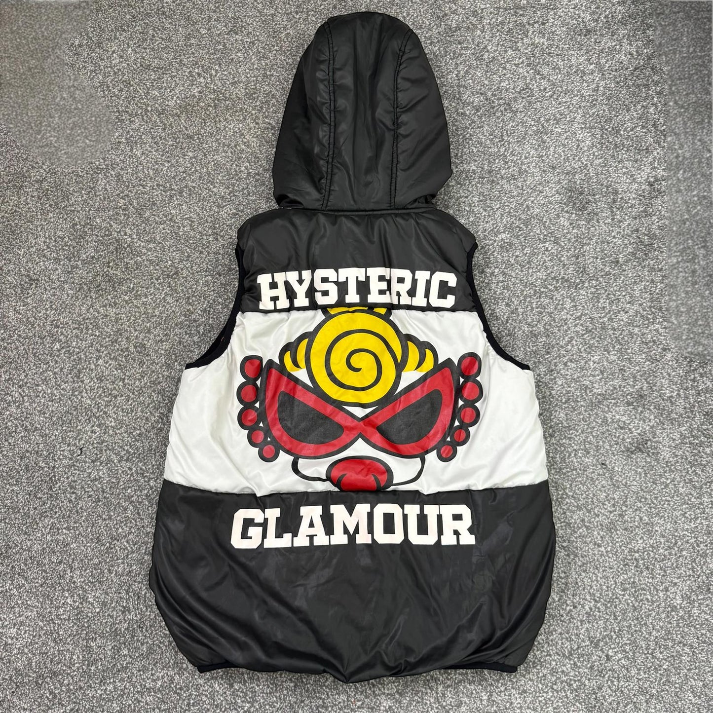 Vintage Hysteric Glamour zip up puffer jacket gilet vest bodywarmer reversible