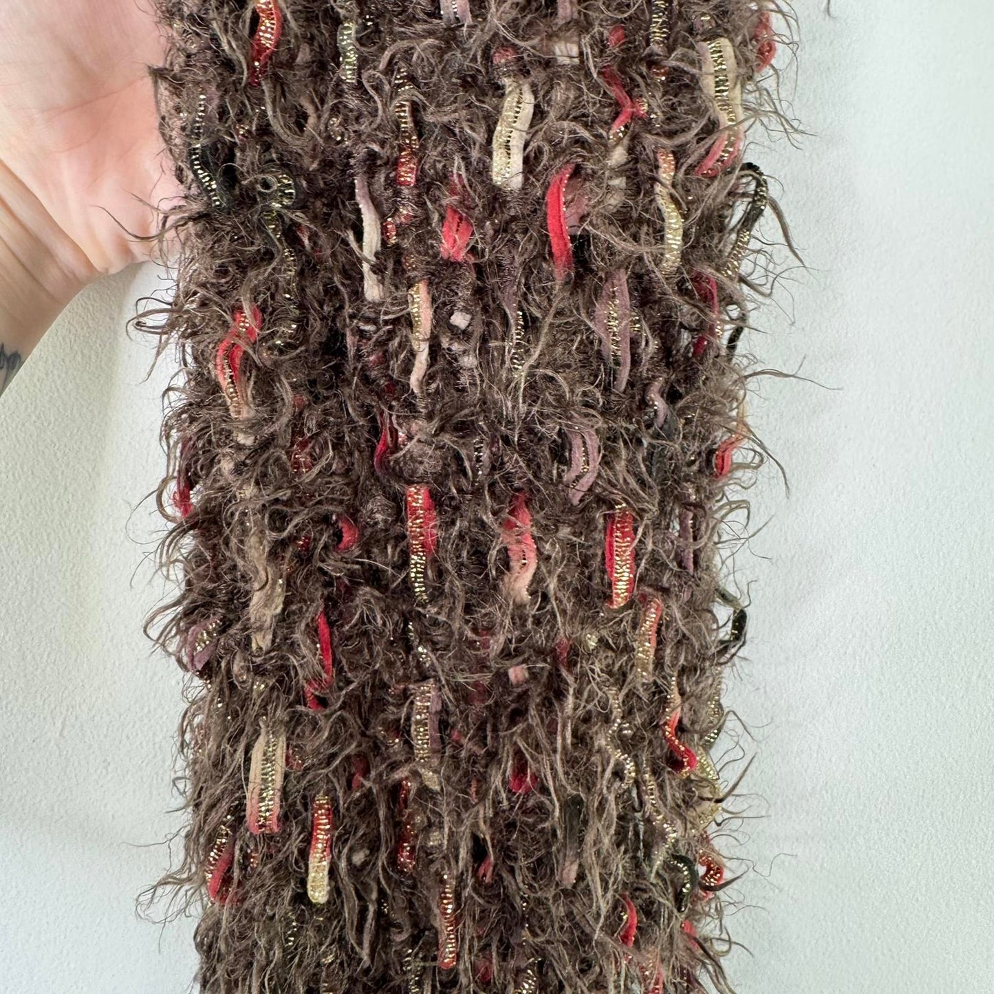 Y2K vintage Per Una scarf sparkly glitter fluffy shaggy fringe knitted knit