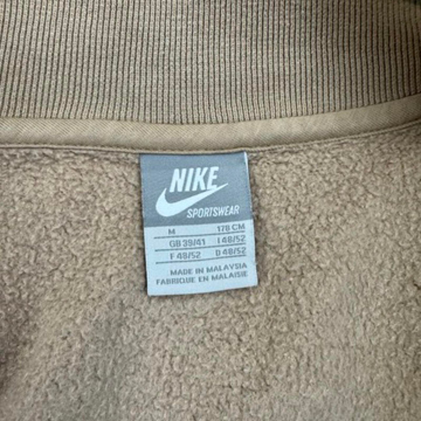 Y2K vintage Nike zip up jumper stripe high neck beige khaki stripy silver