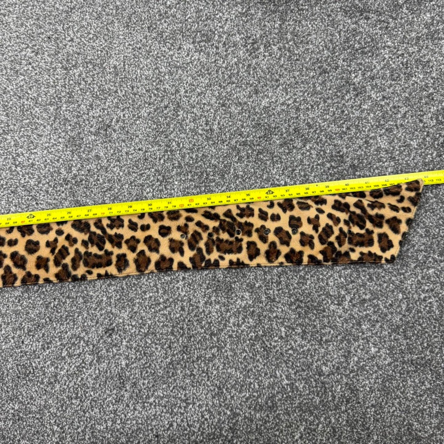 Y2K vintage faux fur leopard print belt o ring buckle chunky fuzzy