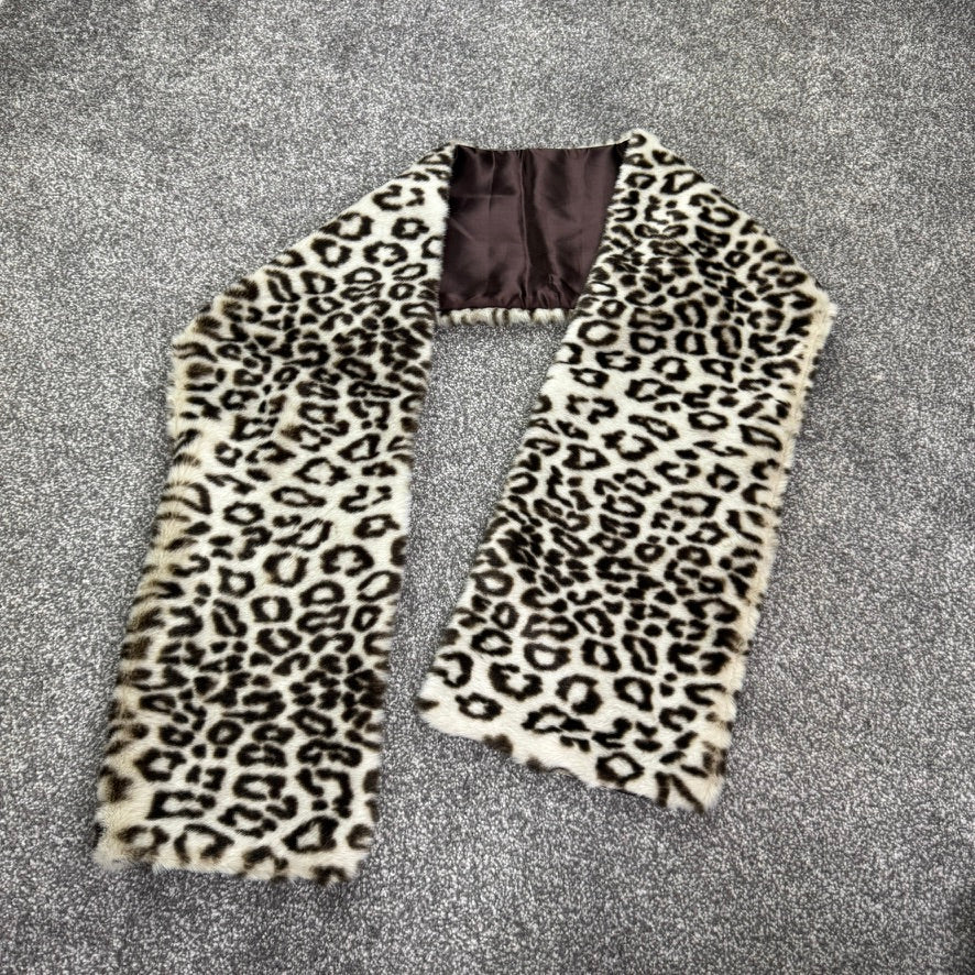 Y2K vintage faux fur leopard scarf