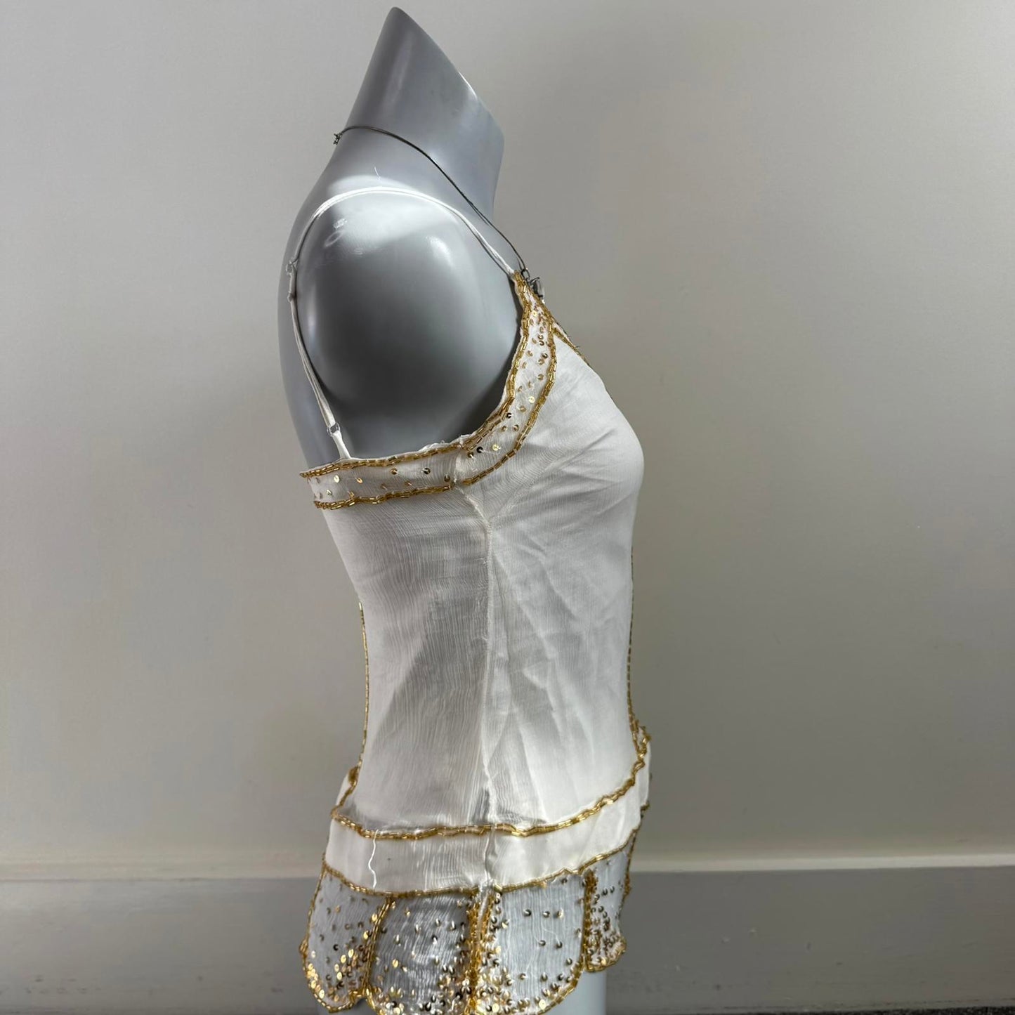 Y2K vintage XOXO sequin cami top beaded strappy double layer