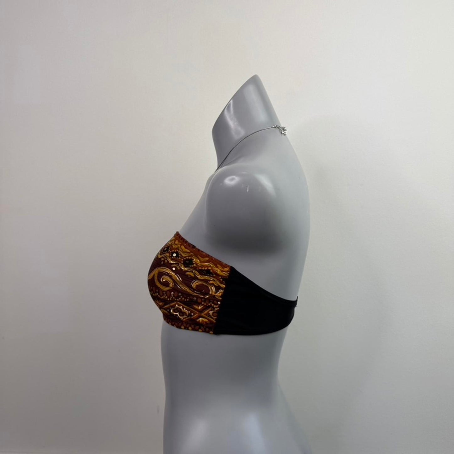 Y2K vintage strapless aztec pattern bandeau bikini top