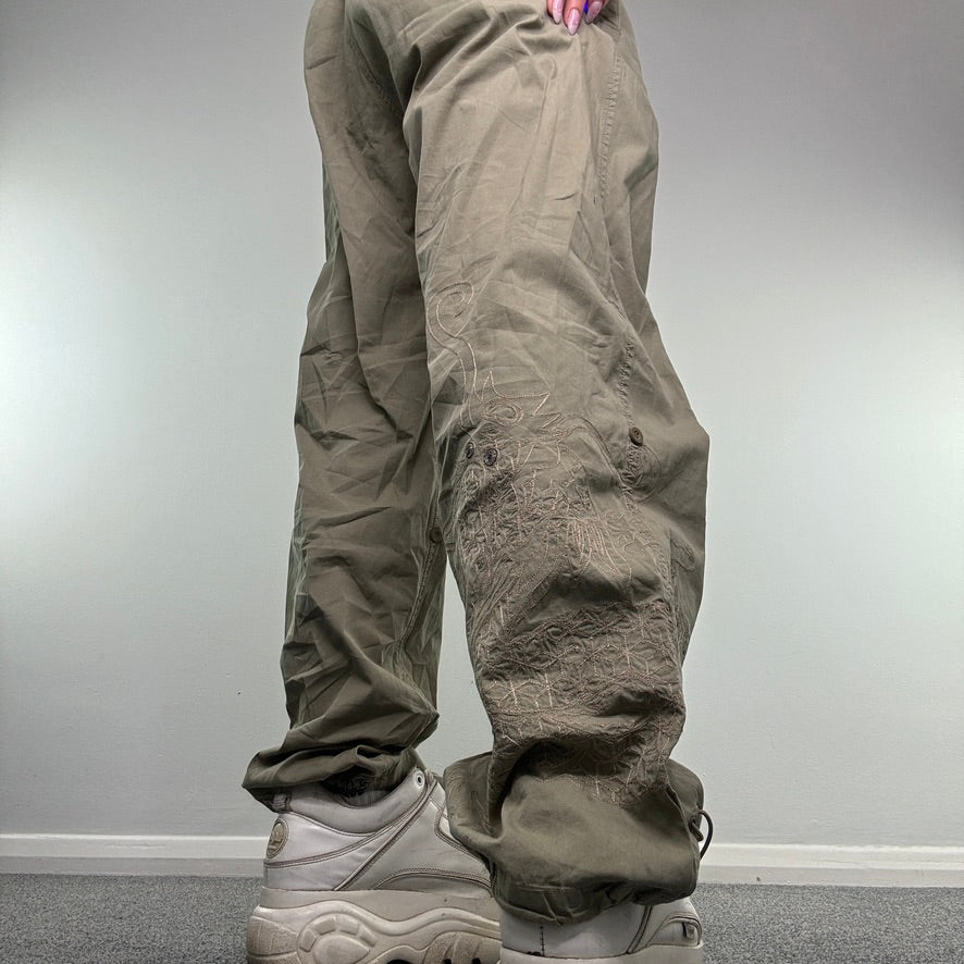 Y2K Maharishi dragon embroidered baggy cargo trousers