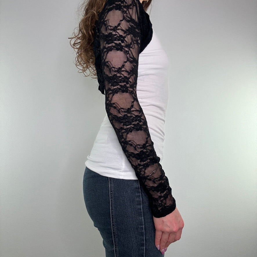 Y2K vintage lace sleeves bolero top