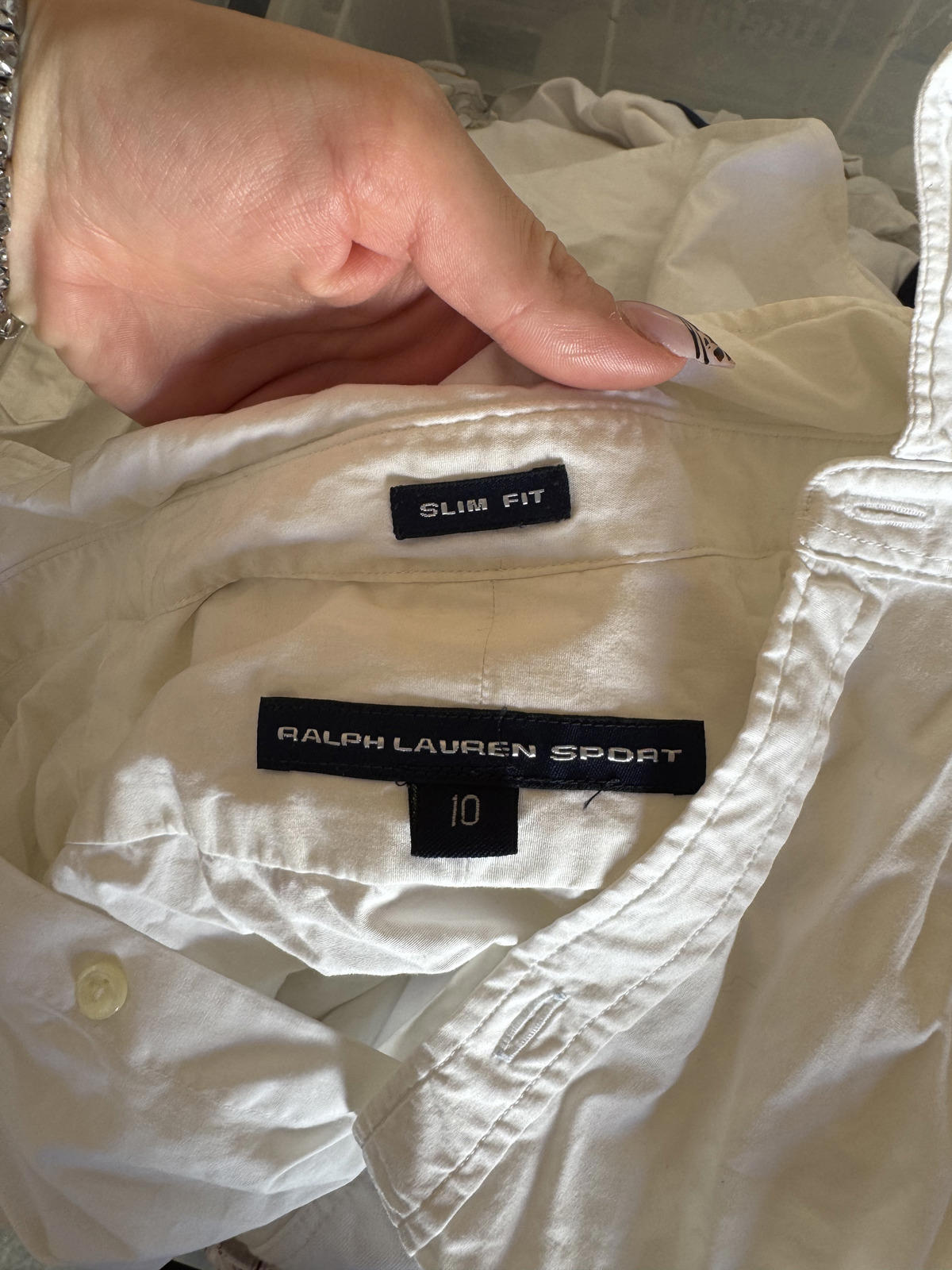Y2K vintage Ralph Lauren Sport button up stretchy blouse shirt long sleeve