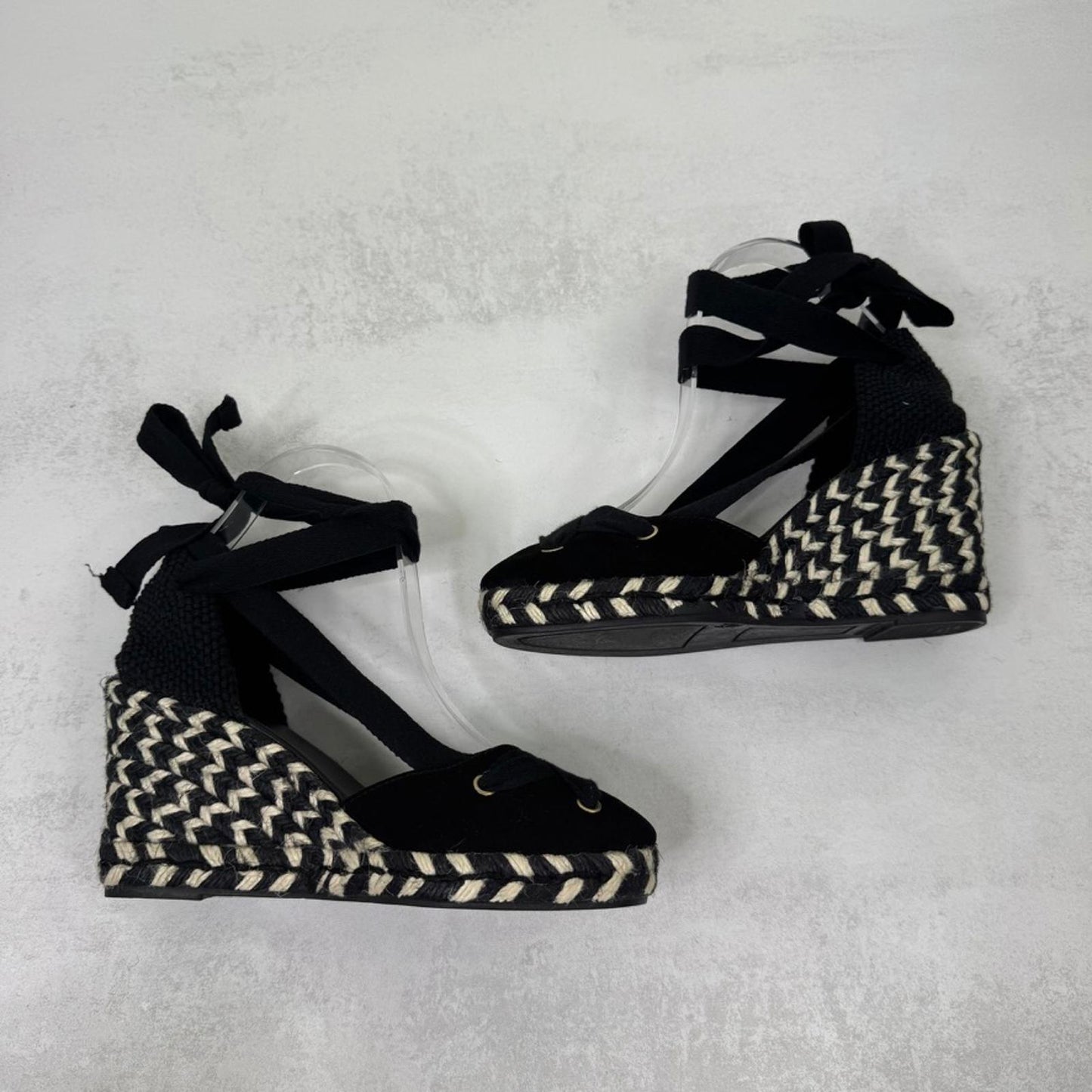 LK Bennett Ophelia wedge sandals braided espadrilles lace up block summer