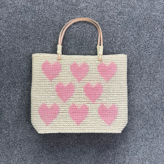 Y2K straw heart beach handbag