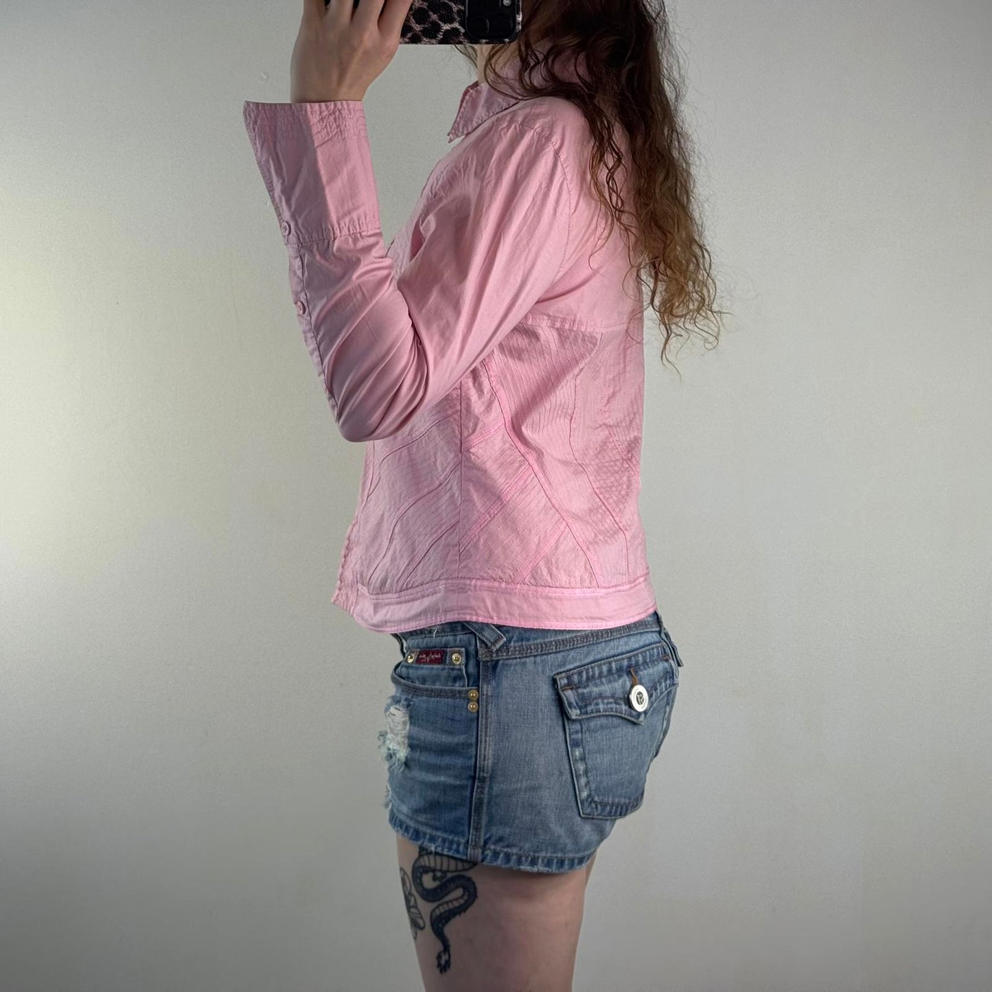 Y2K vintage stretchy hook and eye shirt long sleeve keyhole structured stitching