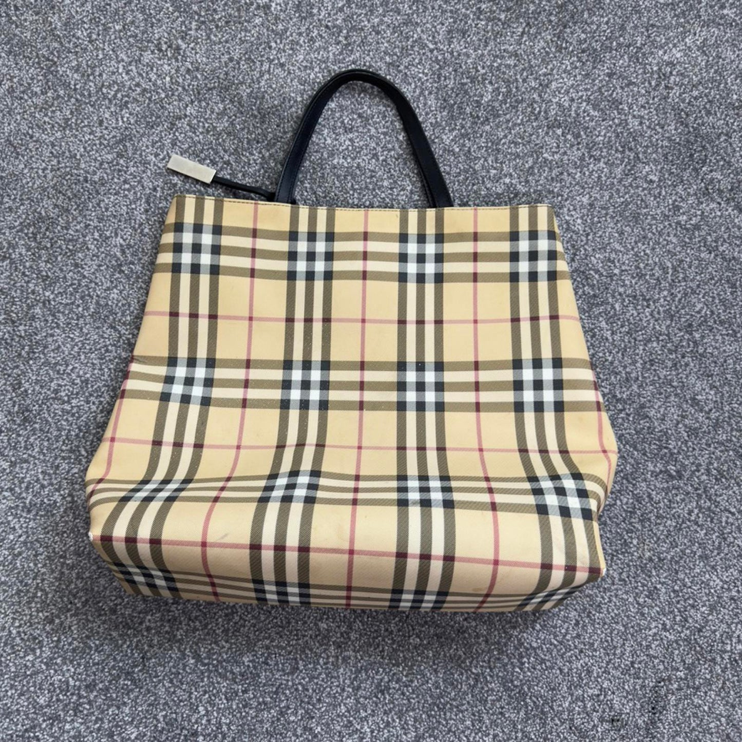 Vintage Burberry beige nova check print PVC tote bag handbag large
