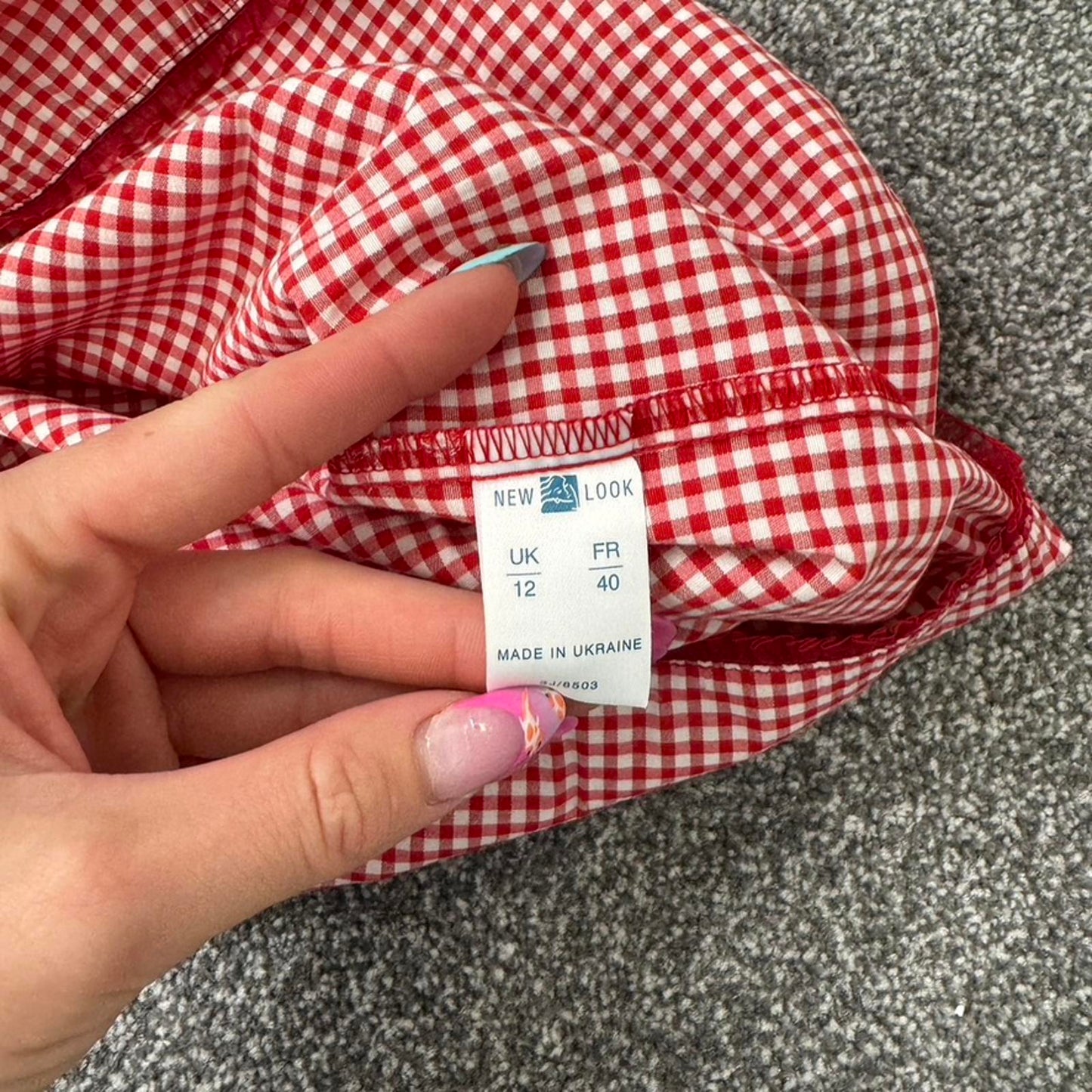 90s Y2K vintage gingham milkmaid midi dress frill bust trim red white stretchy