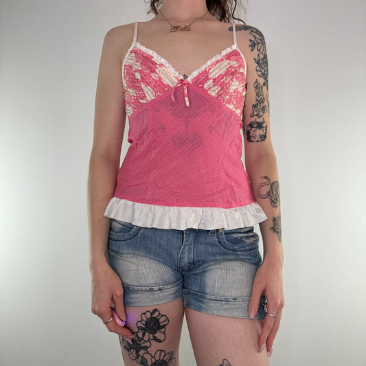 Y2K frill floral bow cami top