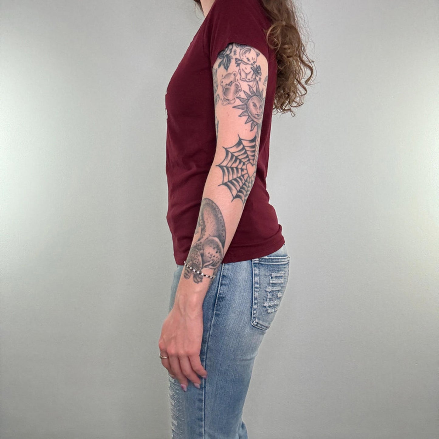 Y2K vintage Abercrombie & Fitch short sleeve top burgundy white