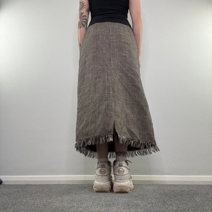 Y2K tweed tartan maxi skirt