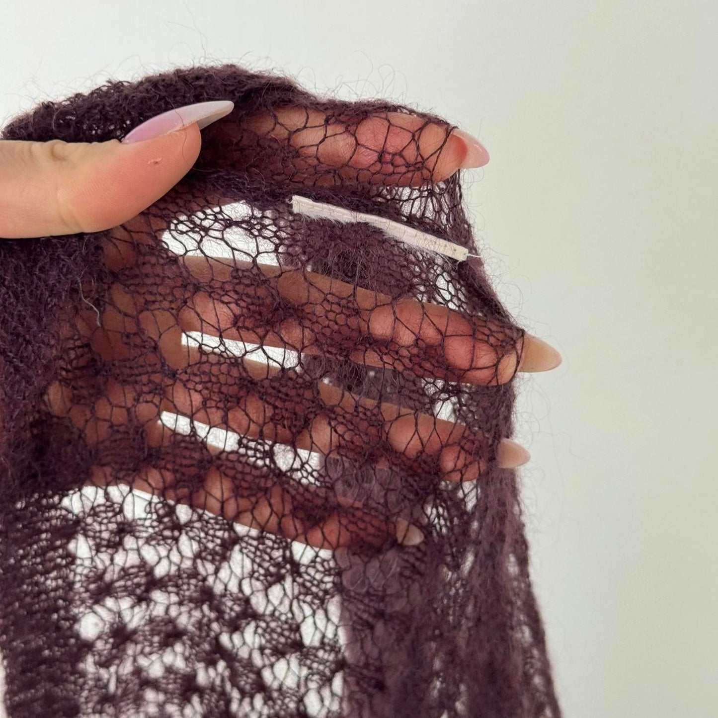 Y2K vintage knitted long sleeve short cardigan tie bow dark purple open front