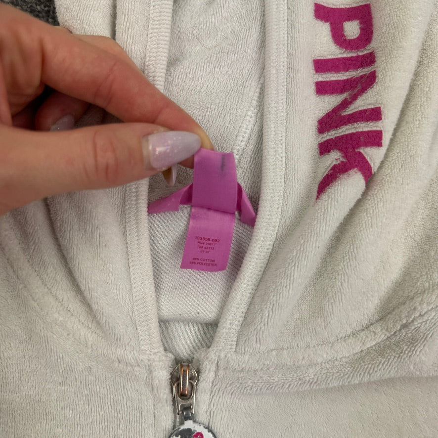 Y2K vintage Victoria’s Secret Pink towelling zip up hoodie