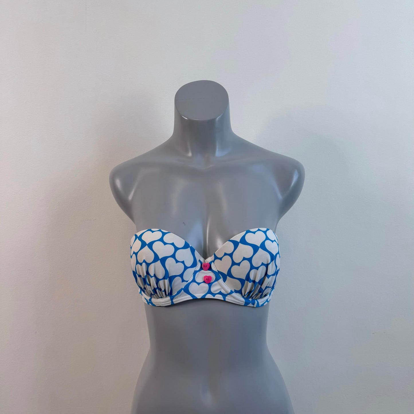 Y2K vintage heart strapless bikini top