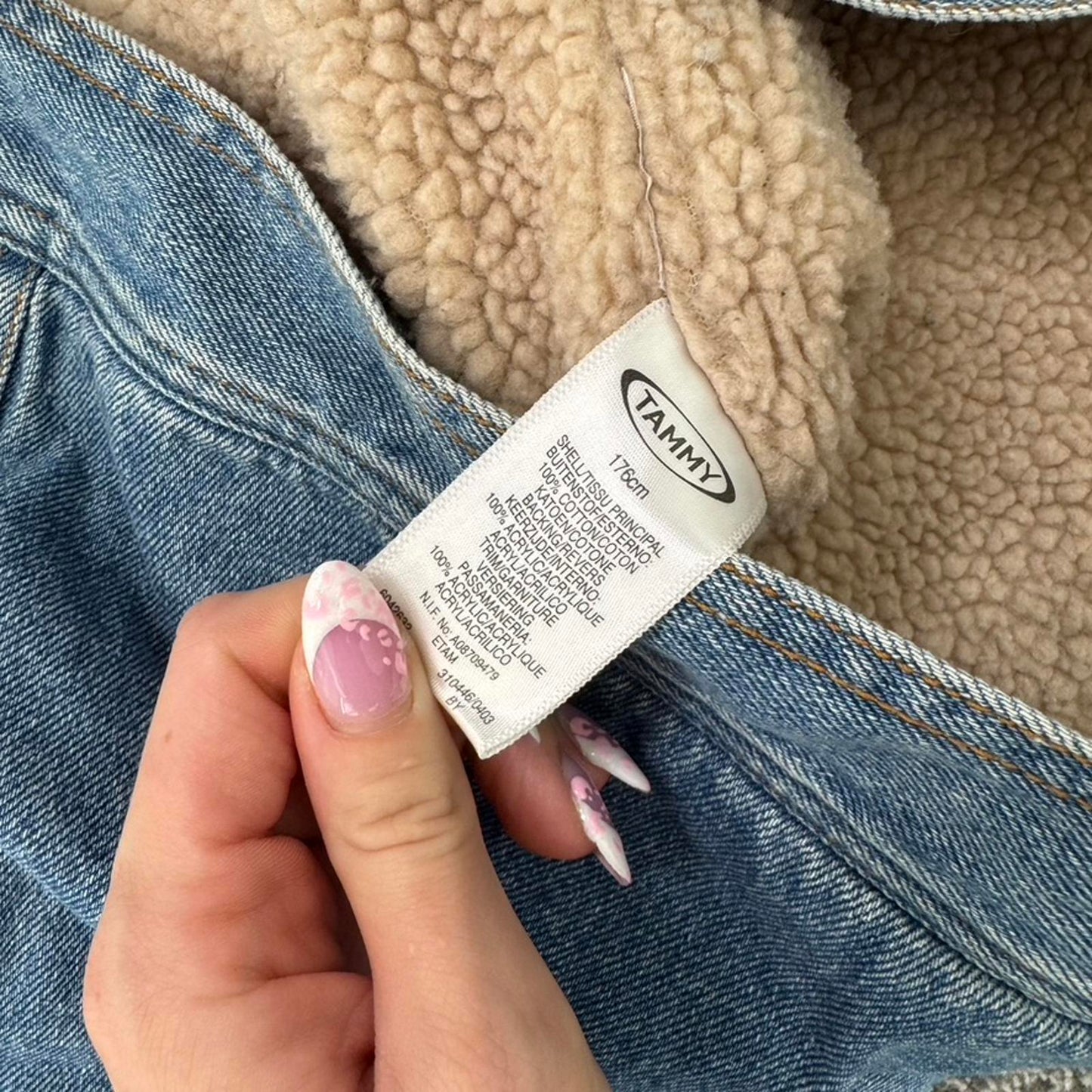 Y2K vintage Tammy denim jacket zip up faux fur trim fleece lined cargo pockets