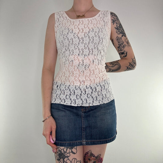 Y2K vintage floral lace vest tank top