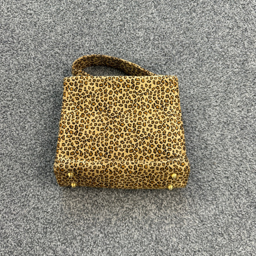 90s Y2K vintage leopard print mini handbag with strap