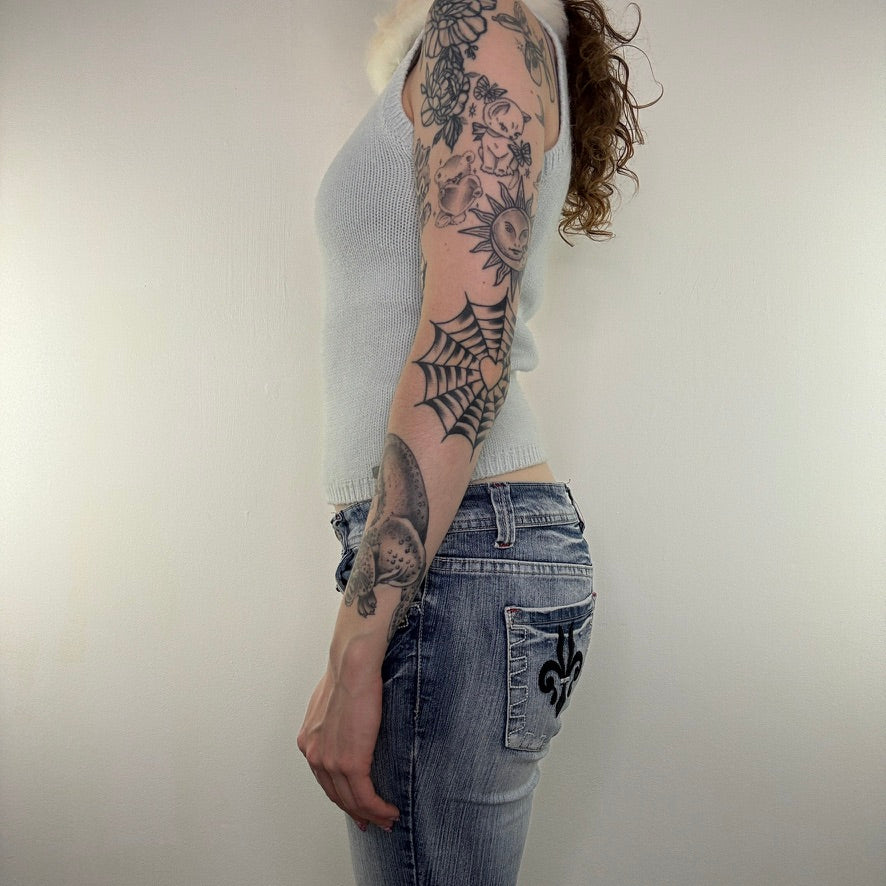 Y2K vintage sleeveless top knit faux fur collar tank winter snow fairy kawaii