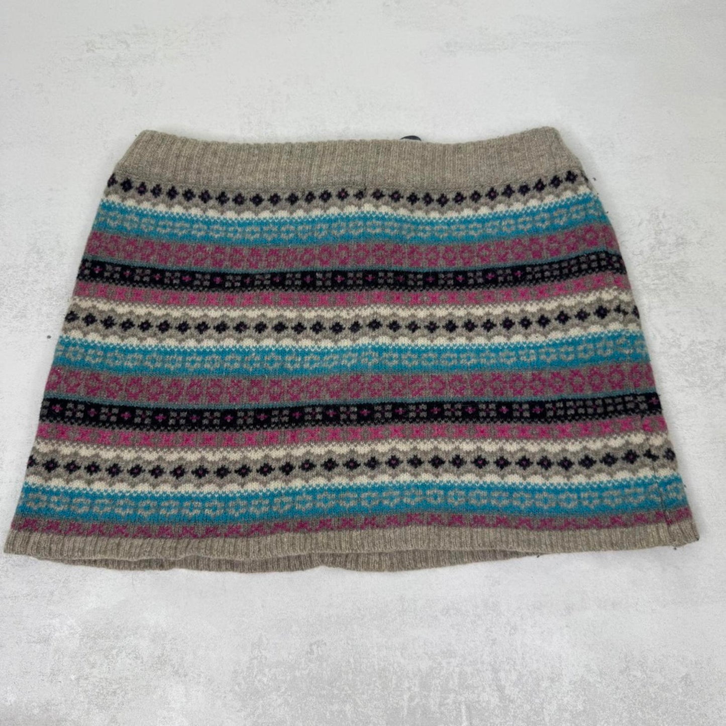 Y2K vintage knit mini skirt pattern bow winter low rise short blue pink grey