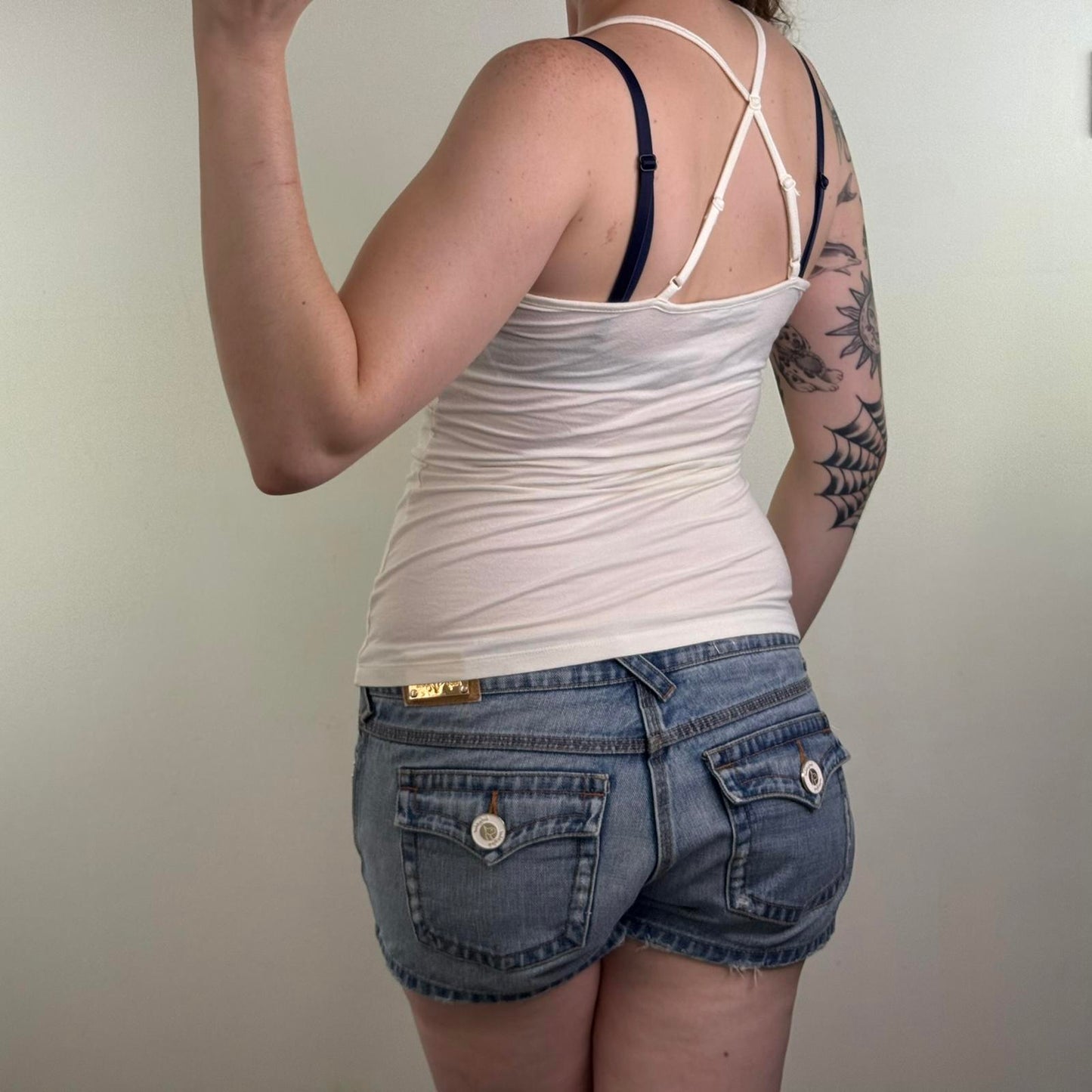 Y2K vintage Mexx cami top ruched buckle racer back strappy stretchy basic