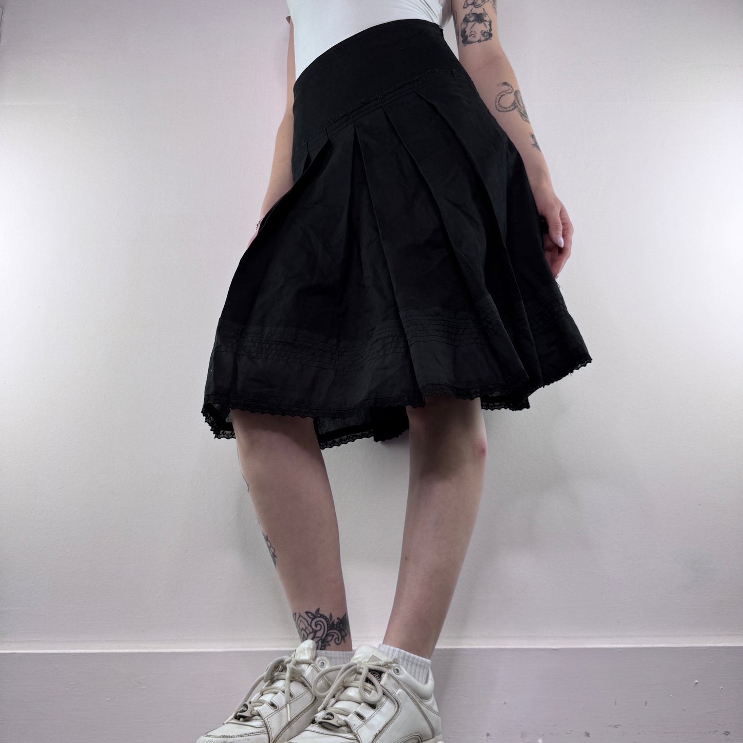 Y2K vintage pleated midi skirt