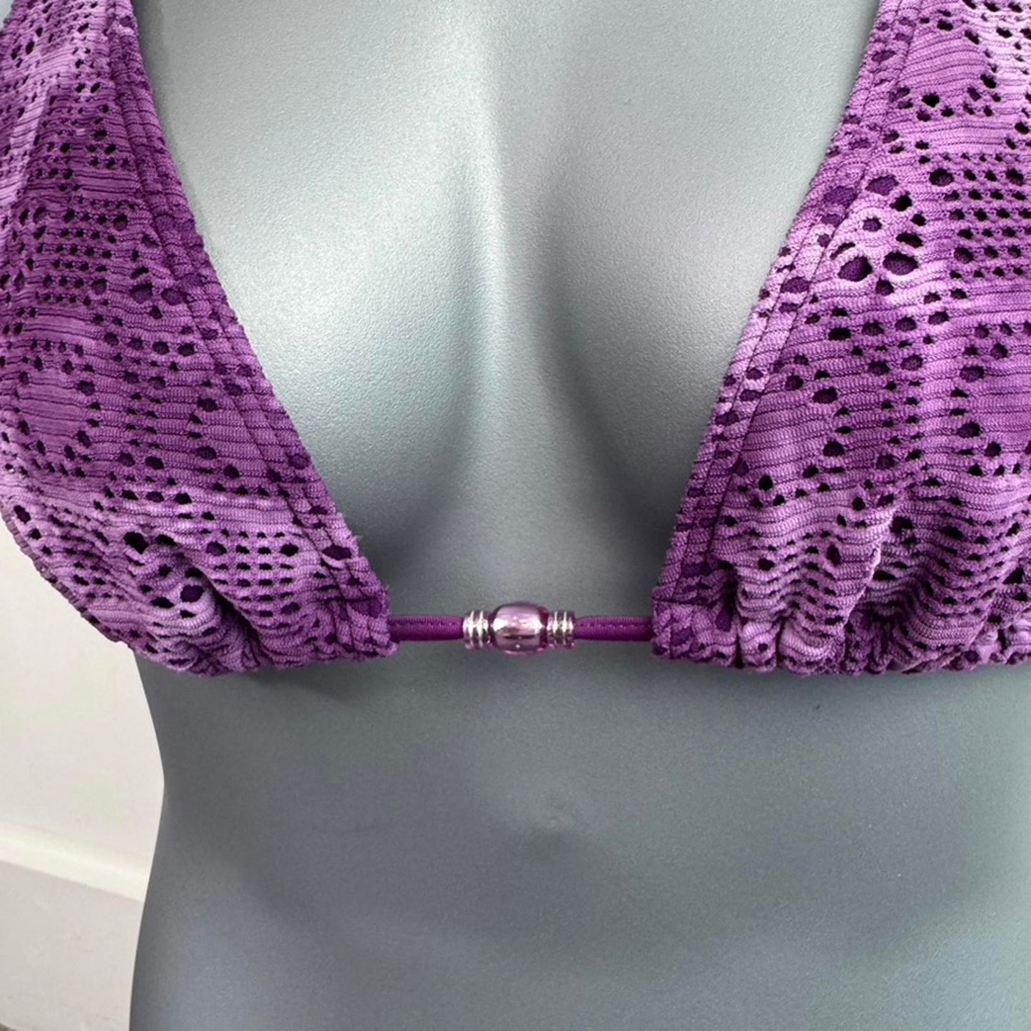 Y2K vintage crochet style halter neck bikini top beaded ombre