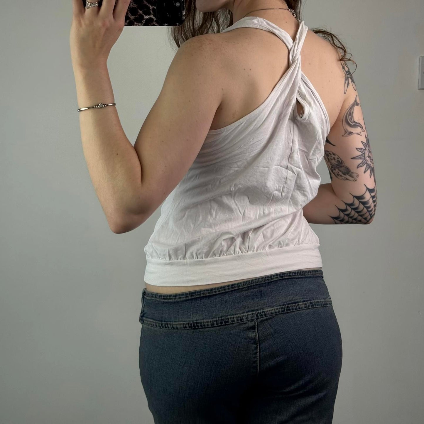 Y2K vintage sequin rhinestone tank top rhinestone racerback touch slogan cropped