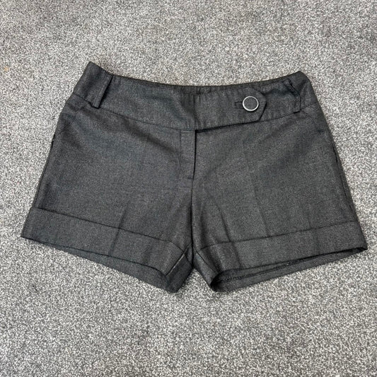Y2K vintage sparkly glitter mid rise chino mini shorts with big button belt loop