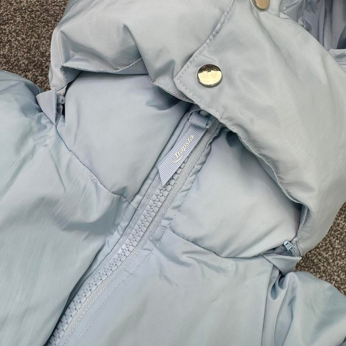 Trapstar puffer jacket coat with hood baby ice blue