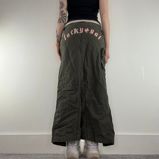 Y2K vintage Miss Sixty Killah cargo maxi skirt spell out