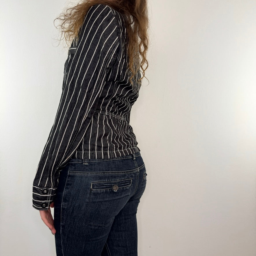 Y2K vintage denim pinstripe blazer