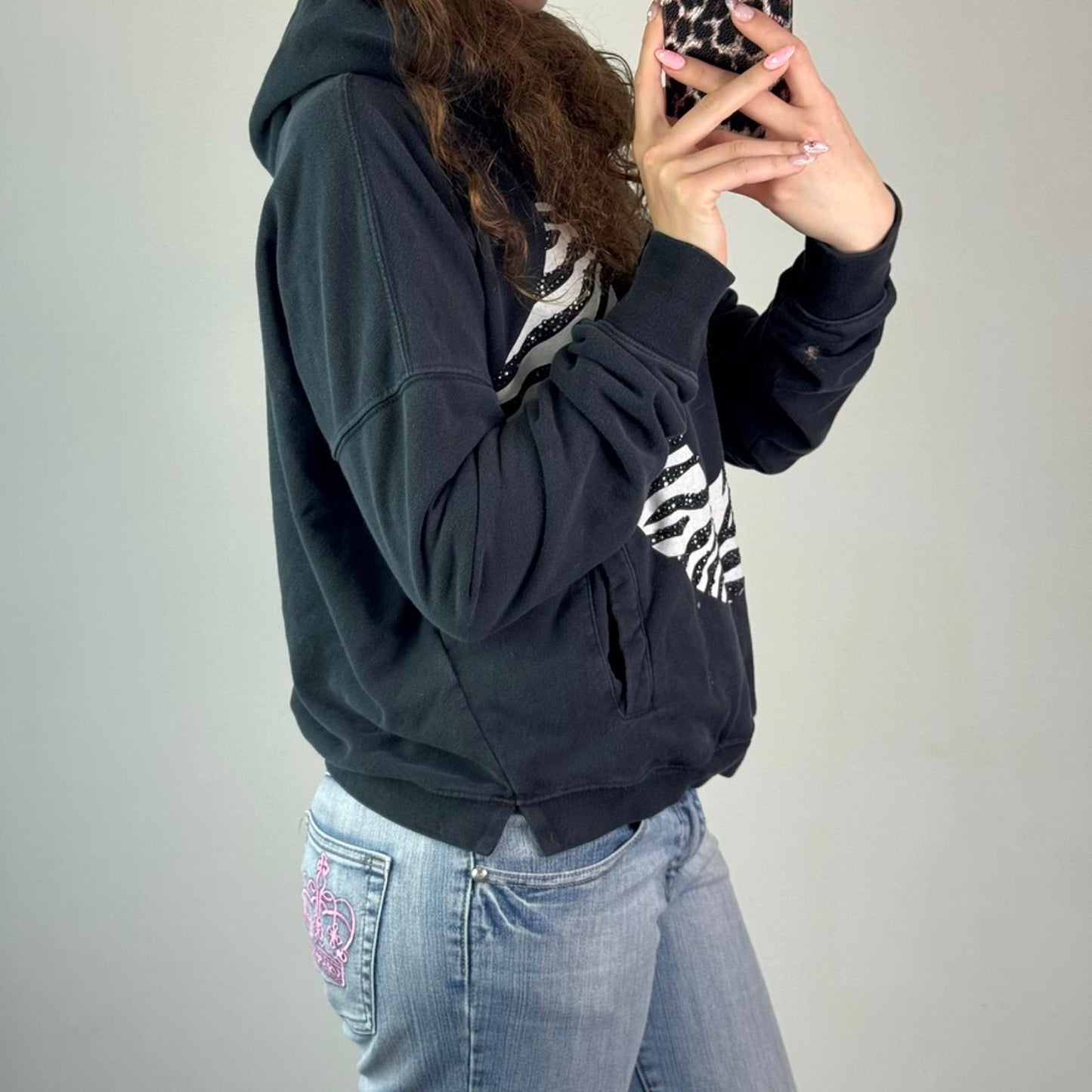 True Religion rhinestone zebra hoodie