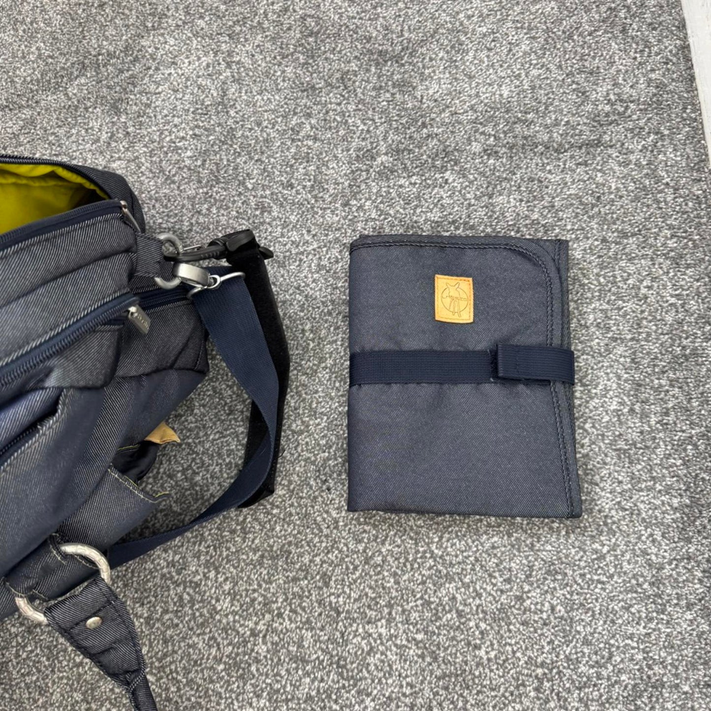 Large denim shoulder bag baby changing crossbody duffle nappy/ diaper bag