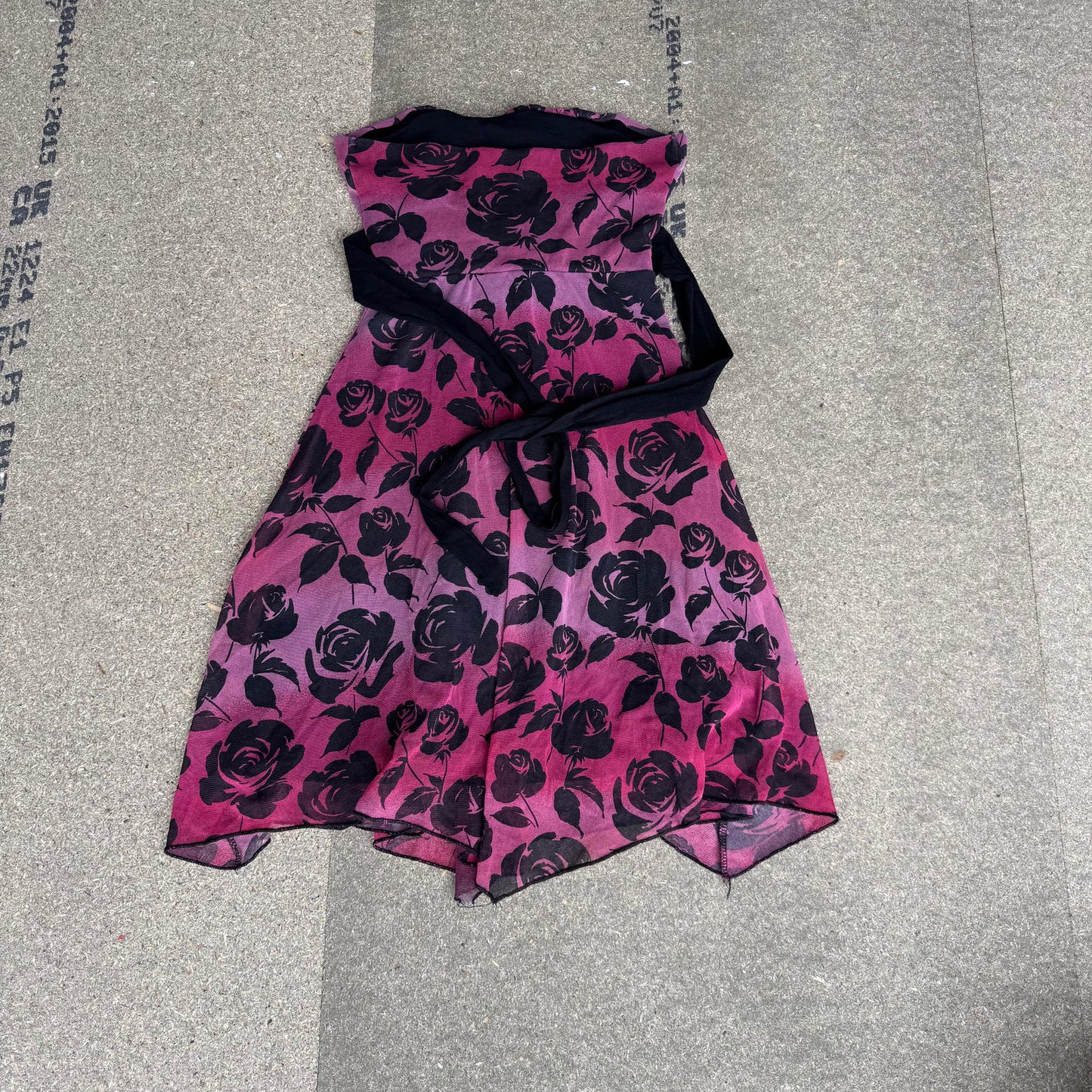 Y2K vintage Jane Norman strapless ombre floral mesh mini dress