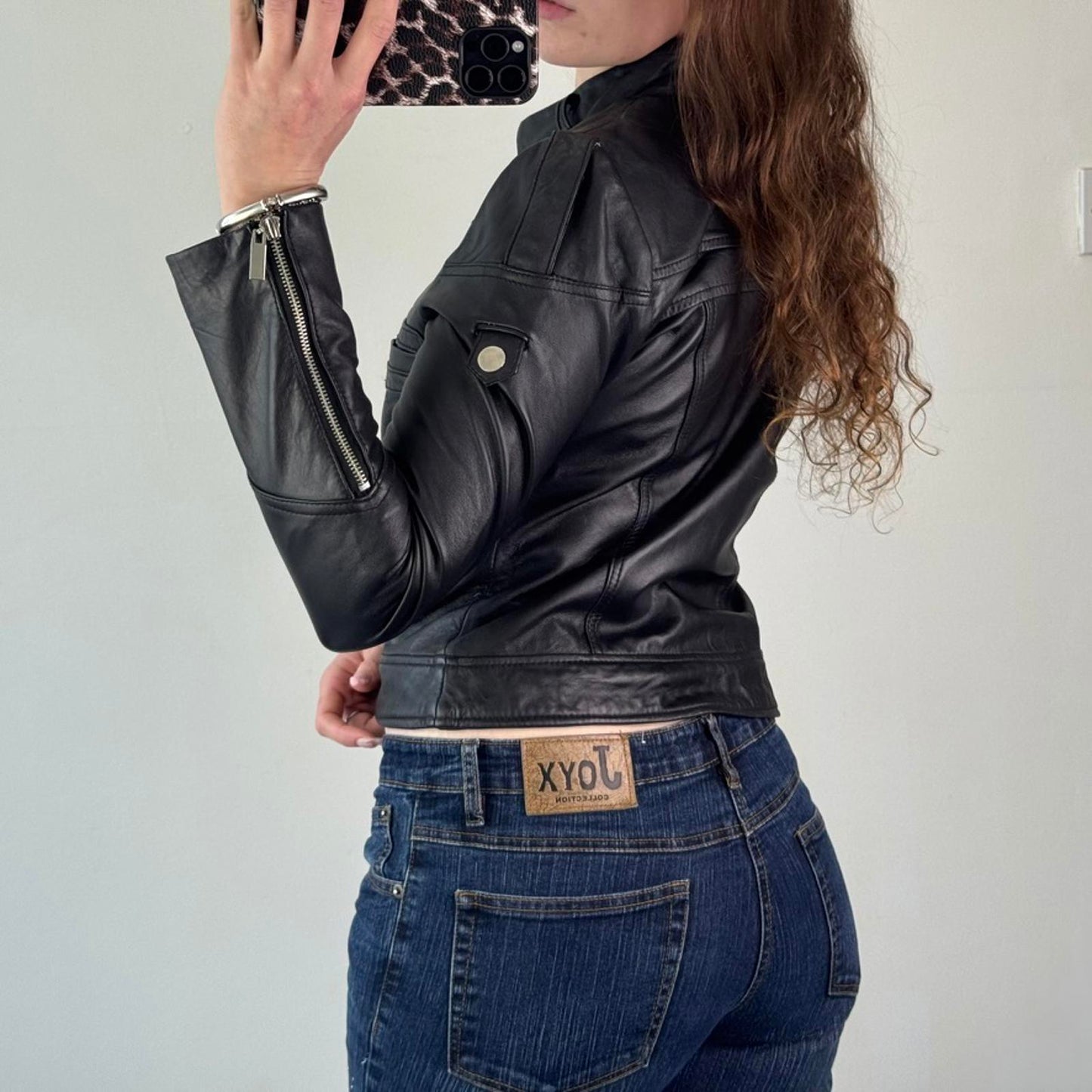 Y2K vintage Bebe faux leather biker zip up jacket fitted short length crop