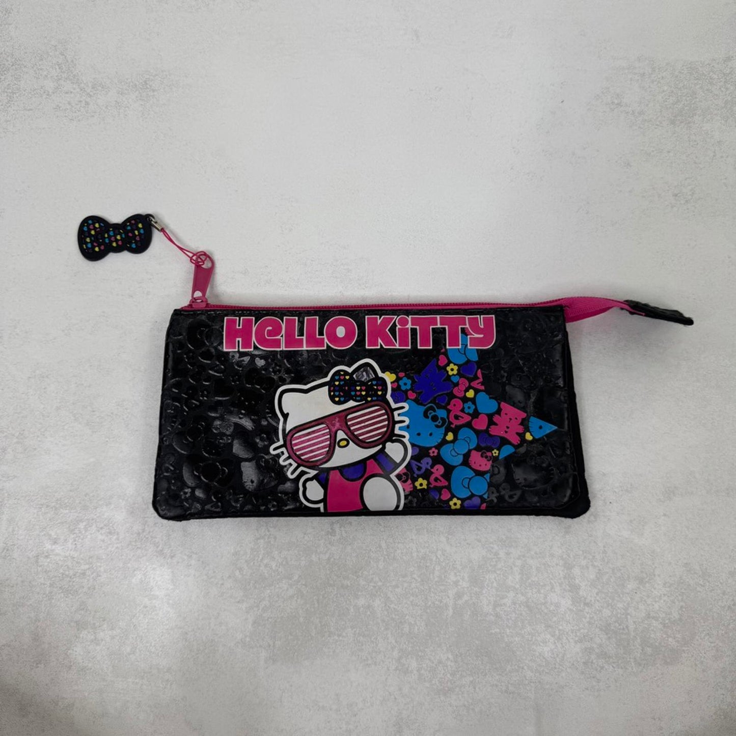 Vintage Hello Kitty Sanrio pencil case / makeup bag star heart charm bow