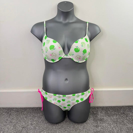 Y2K vintage La Senza apple print bikini set matching size push up 38D UK 16