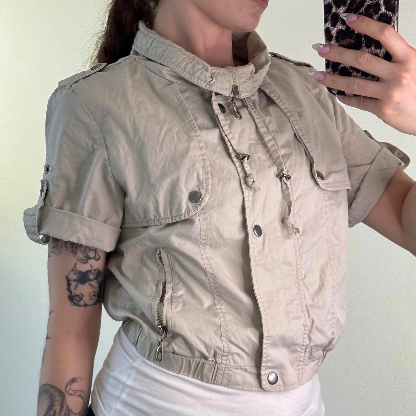 Y2K vintage short sleeve zip up jacket utility lightweight archive subversive