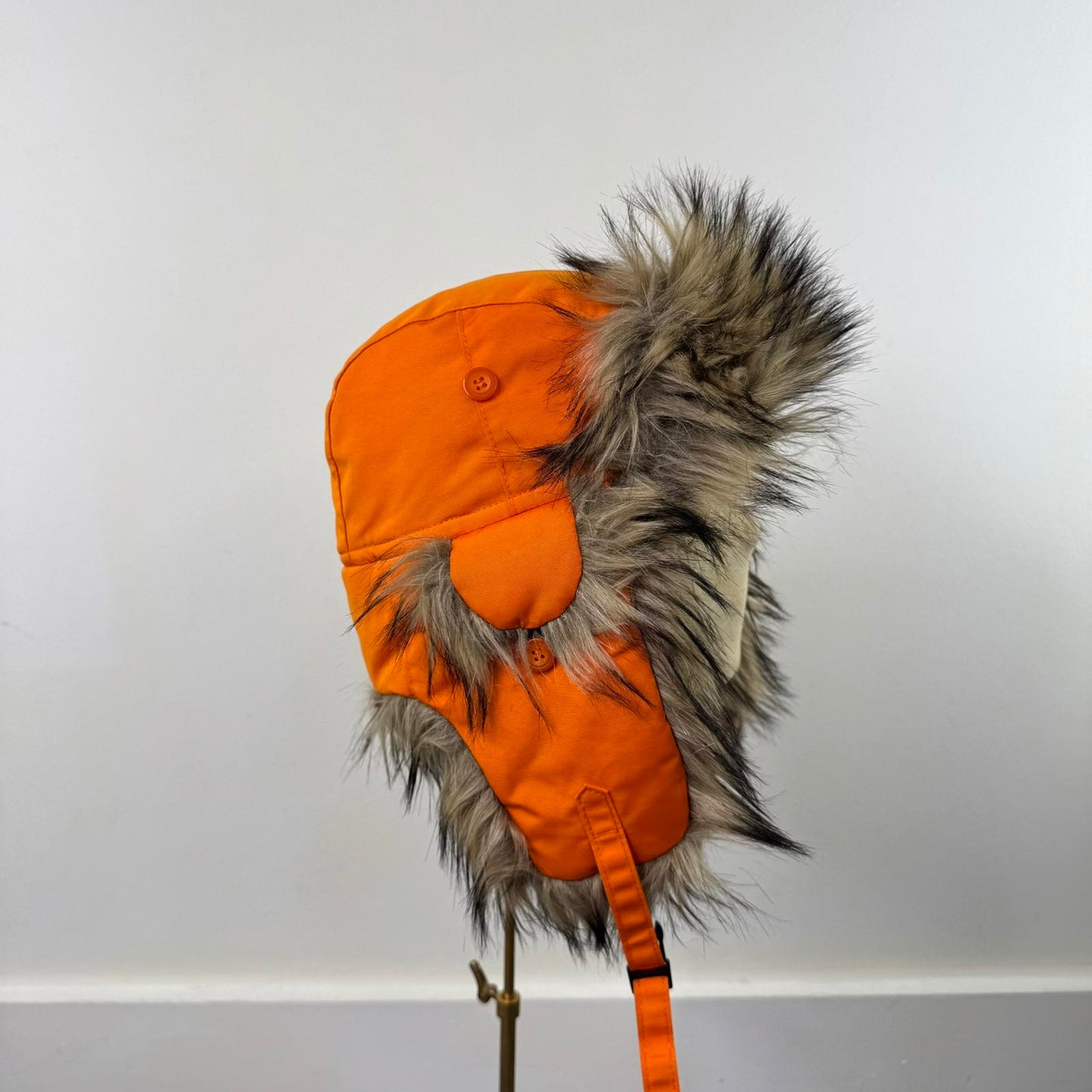 Fjallraven Nordic heater hat faux fur trapper safety orange unisex
