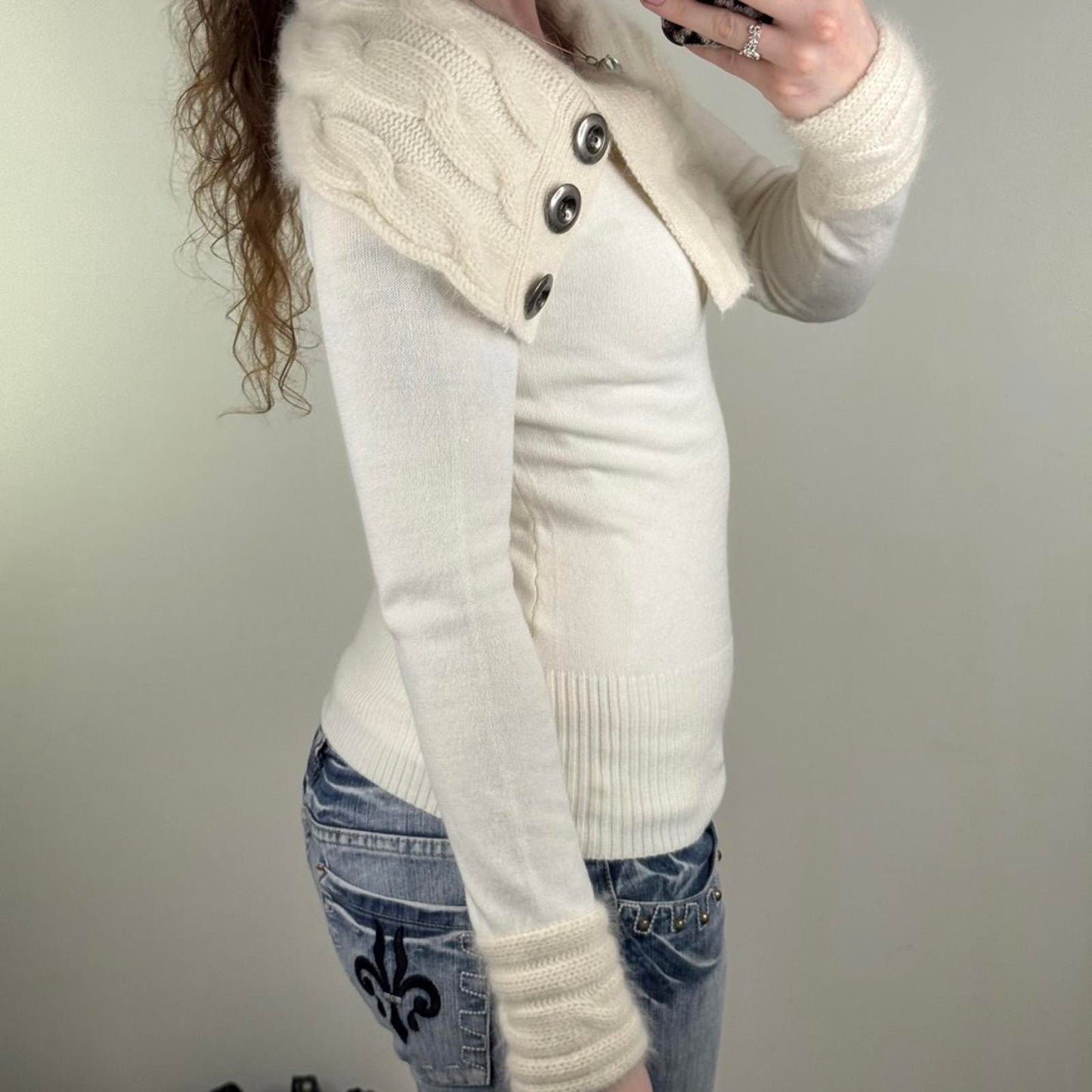 Y2K vintage Jane Norman jumper roll neck knitted cable knit angora wool blend