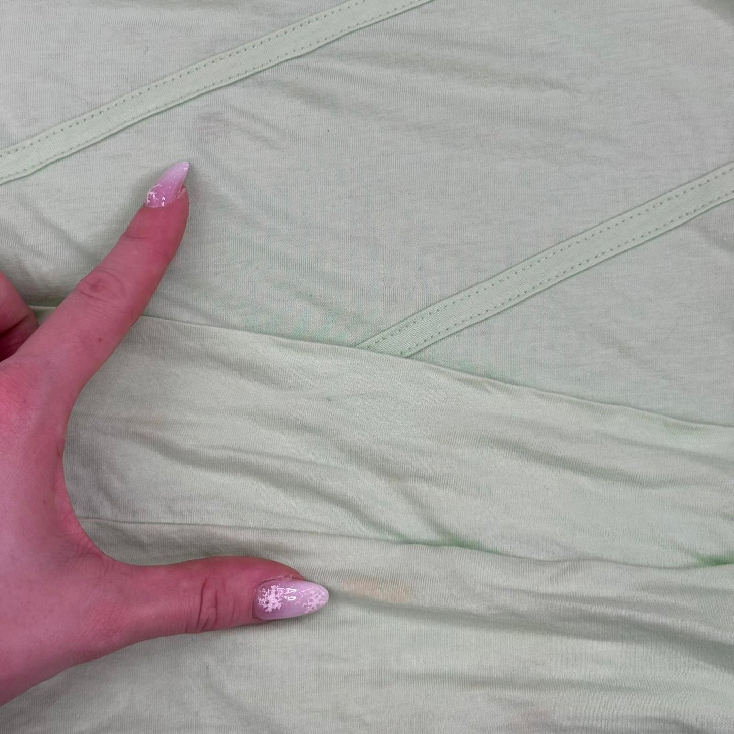 Y2K vintage strappy cami top keyhole bow light green stripe racer back