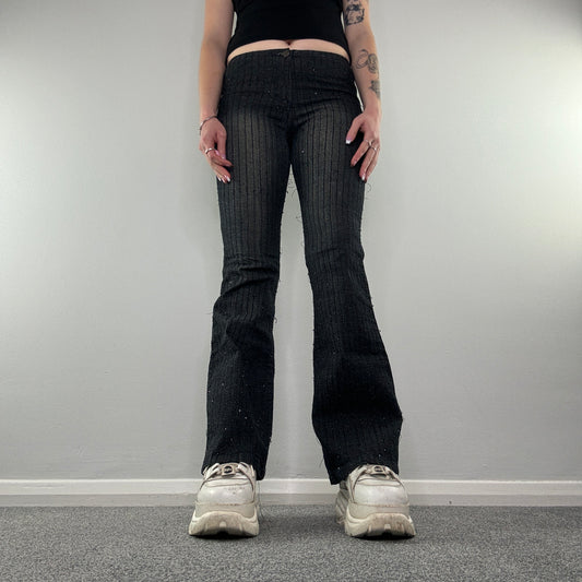 Y2K beaded faded denim bootcut jeans