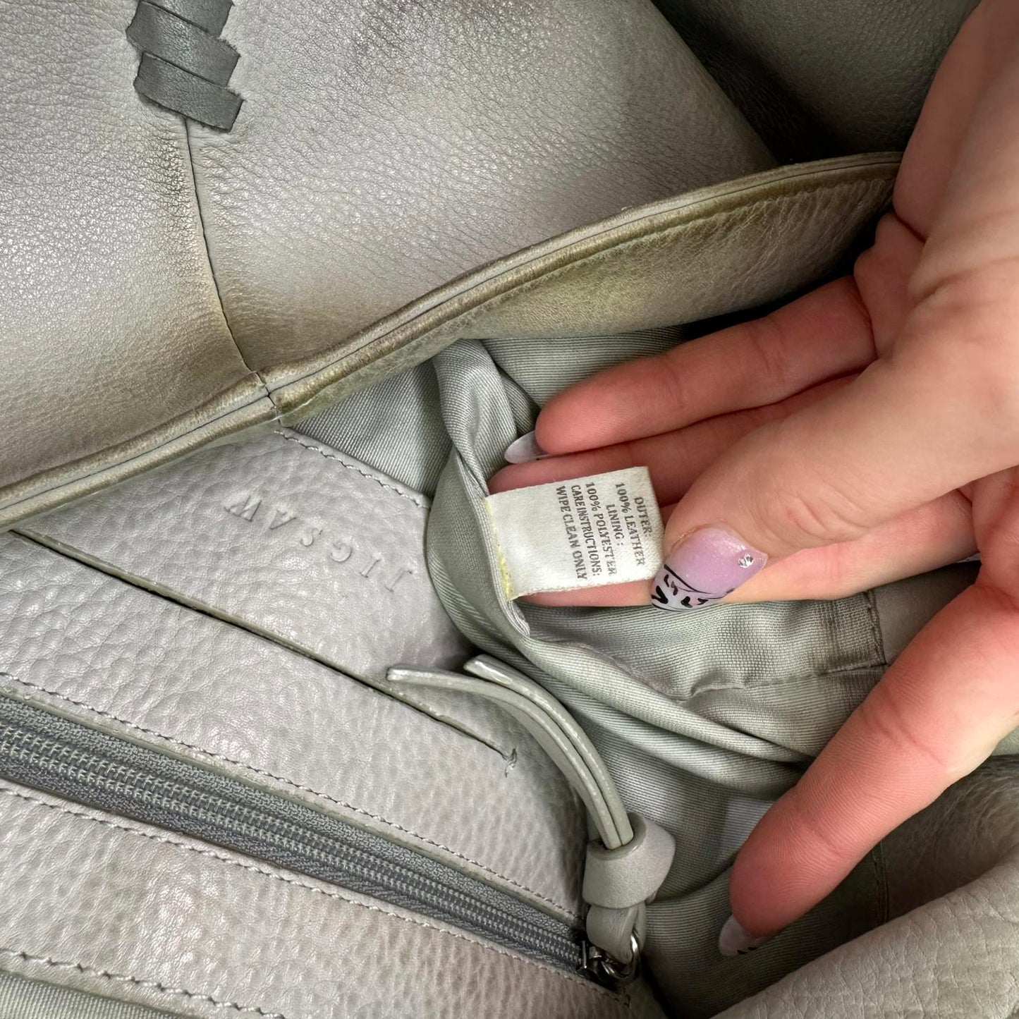 Y2K vintage Jigsaw genuine leather slouchy hobo shoulder bag braided large grey