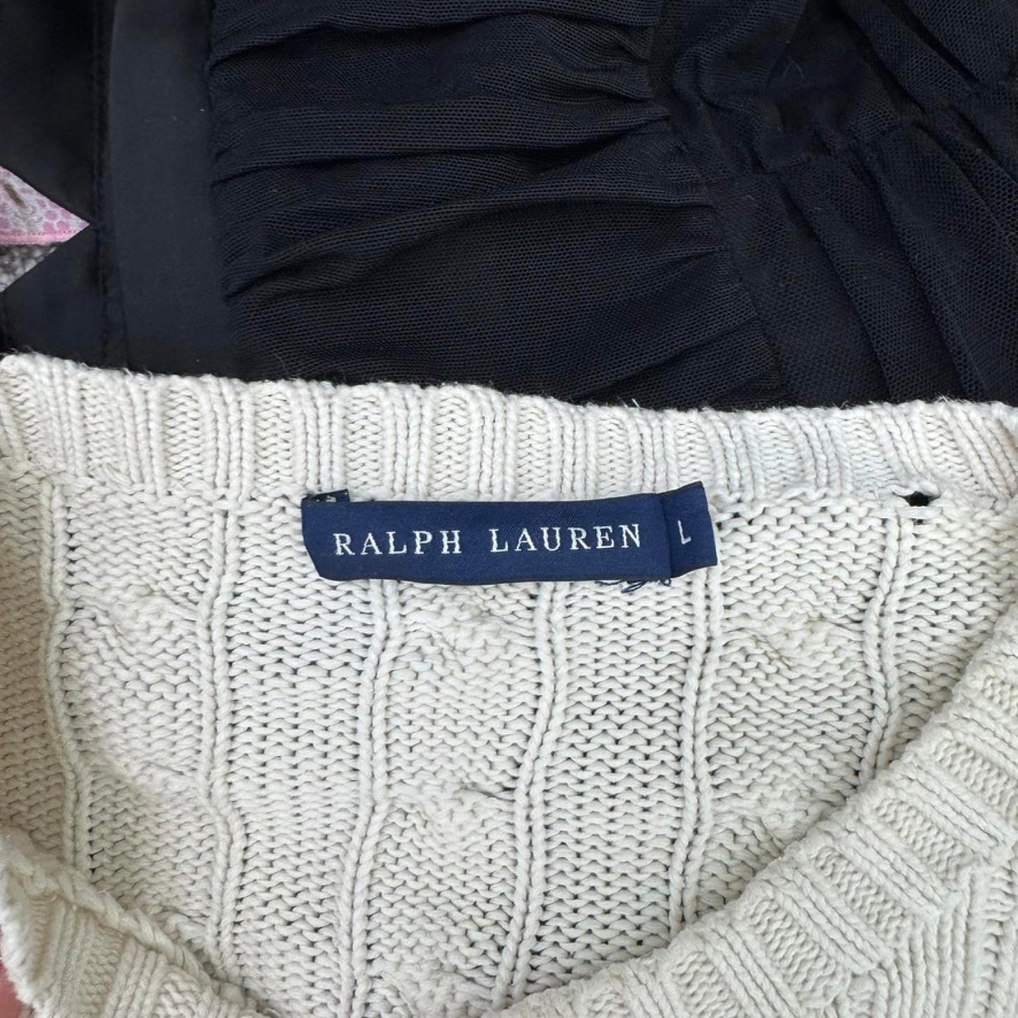 Y2K vintage Ralph Lauren cable knit jumper cream knitted