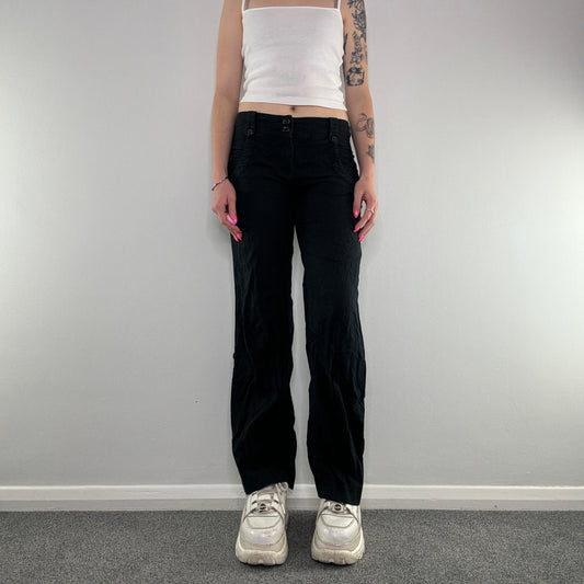 Y2K part linen baggy mid rise trousers